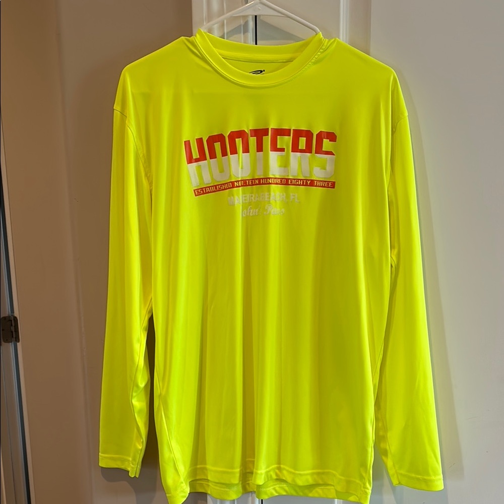 Hooters Neon Yellow Long Sleeve Cool and Dry Shirt